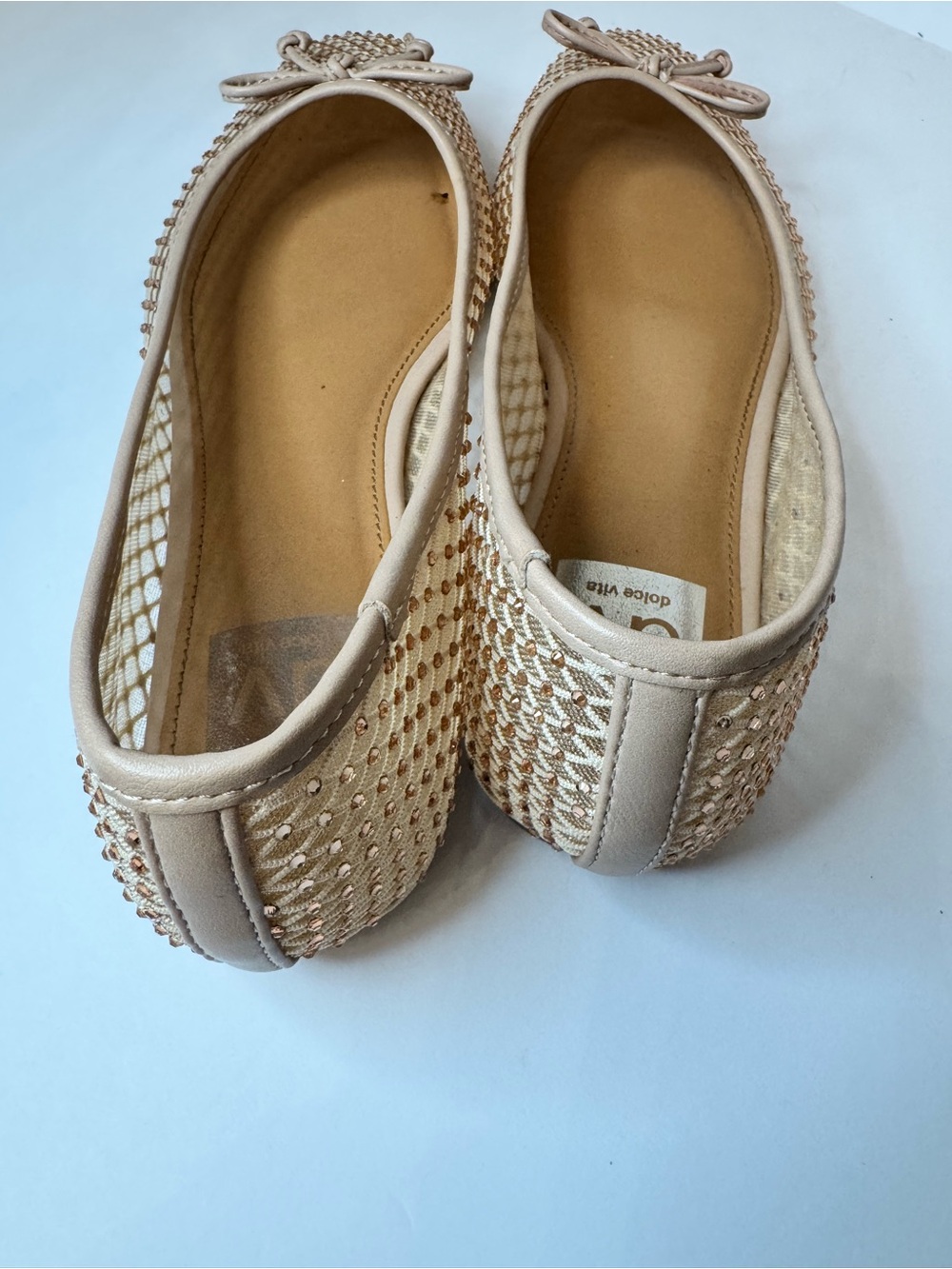 Dolce Vita Mesh Ballet Flats Nude Neutral Sparkle Slip On Size 7.5 - Picture 3 of 6